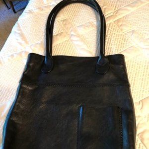 J Jill Blk Leather Shoulder Tote Bag